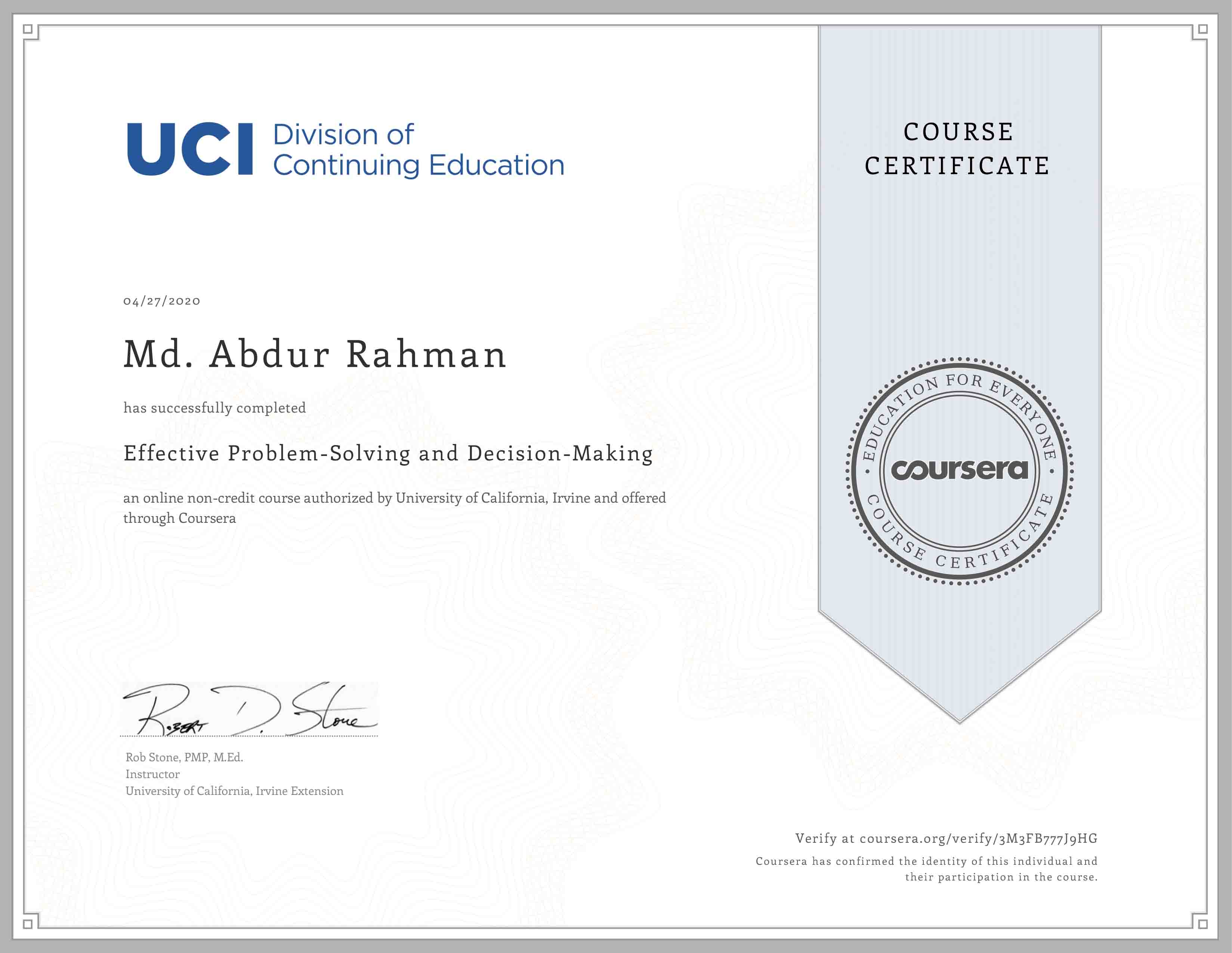 Certificate