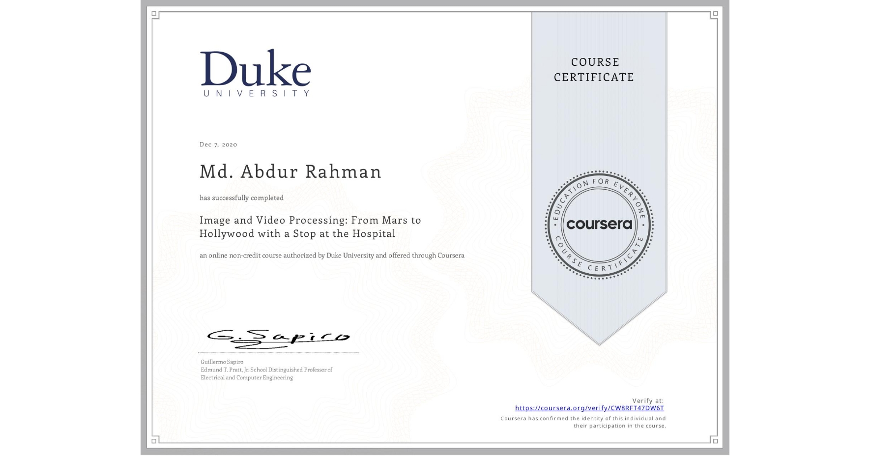 Certificate