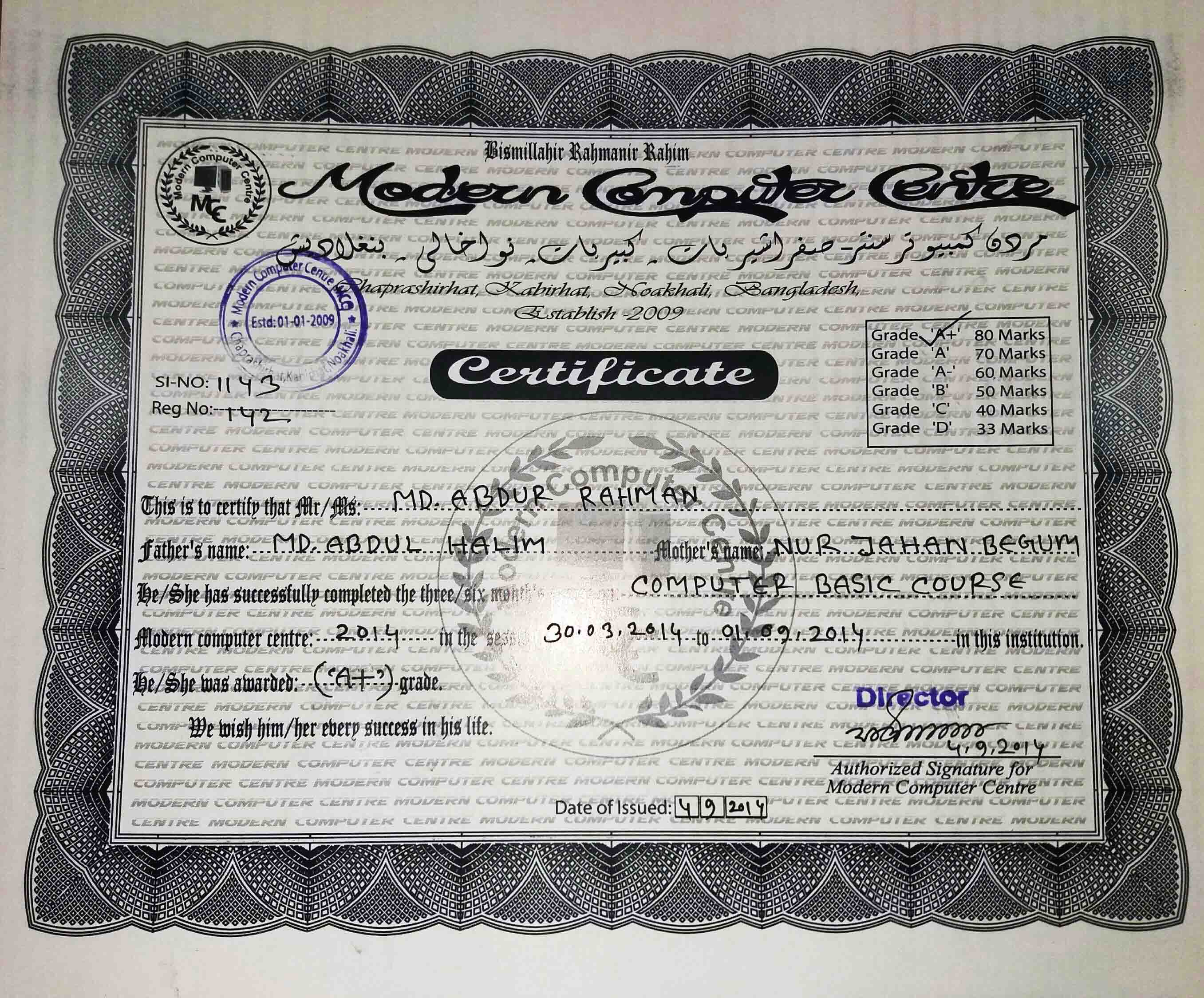 Certificate