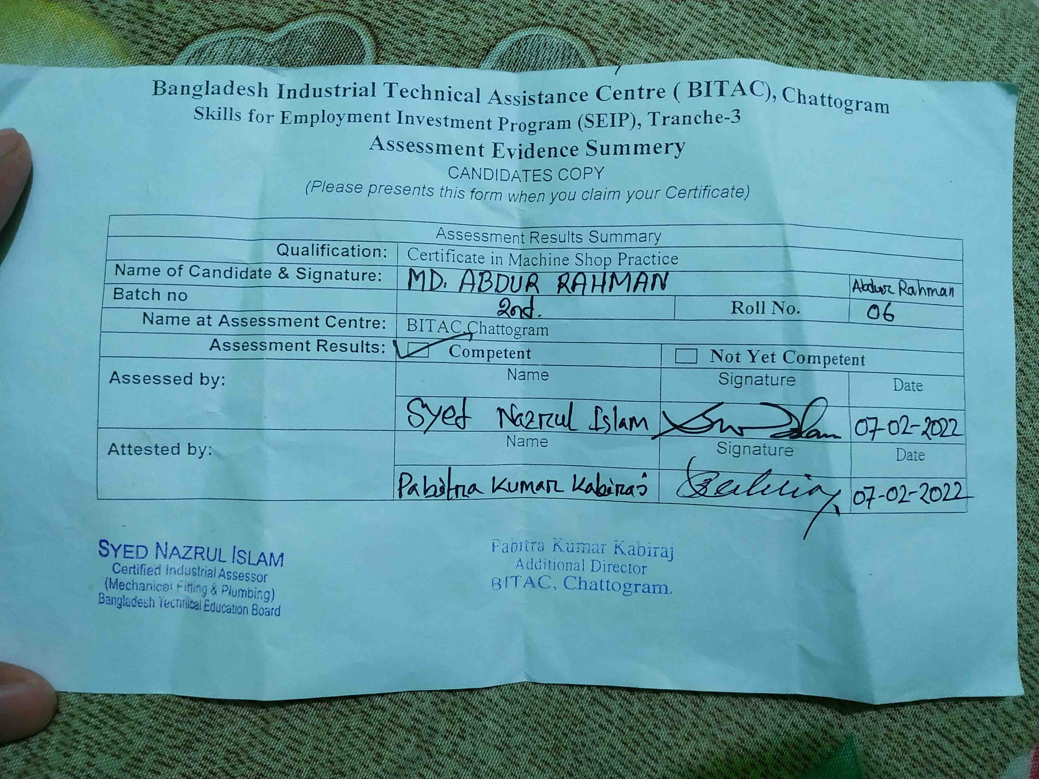 Certificate