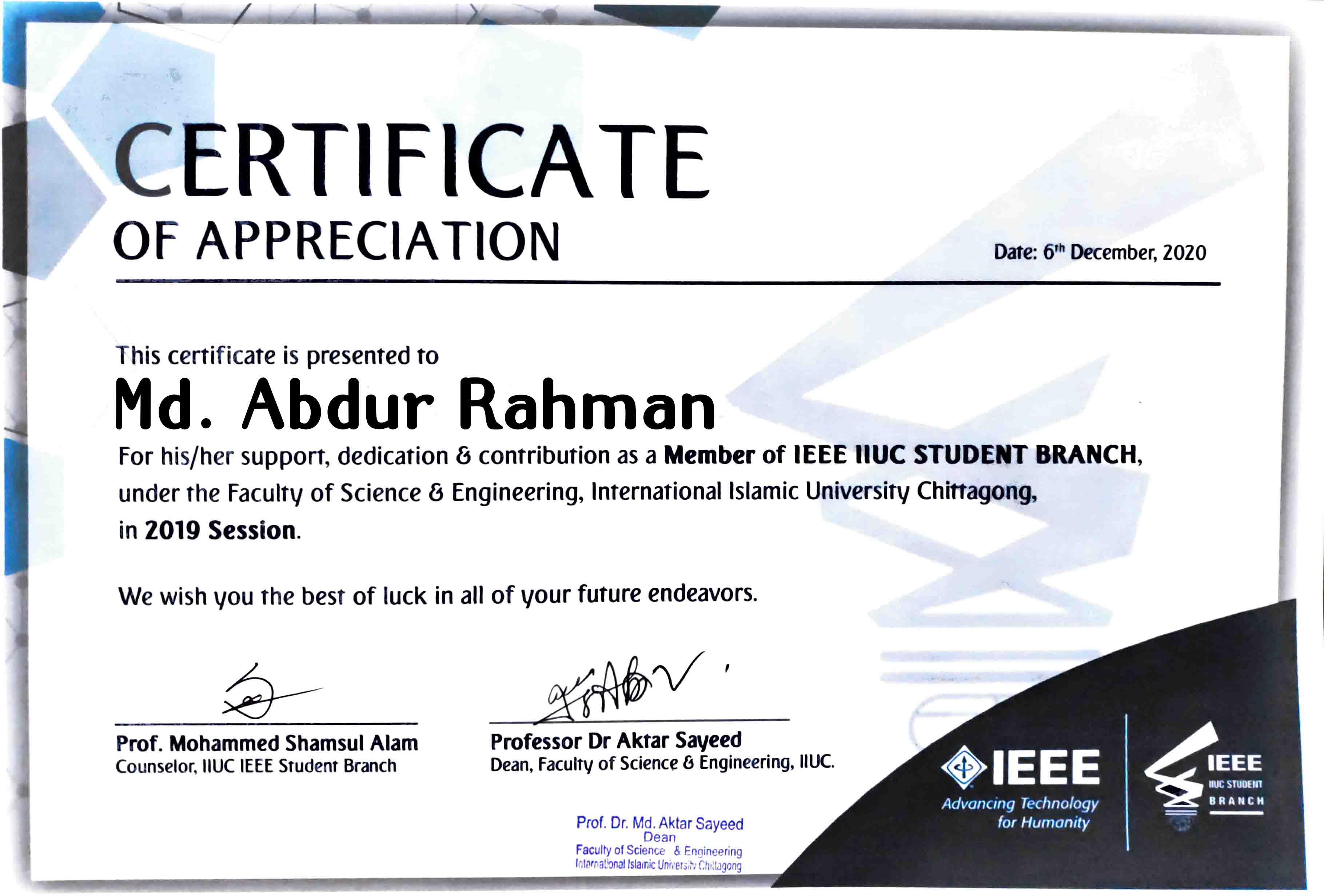 Certificate